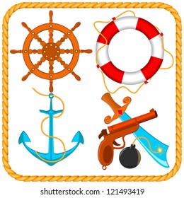 Vector set of sea pirate items
