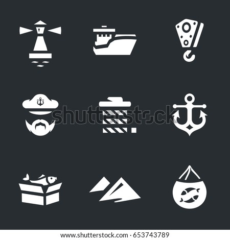 Vector Set of Sea Port Icons.