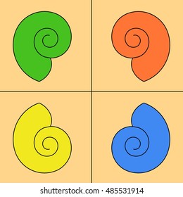 Vector set of sea shell in flat style