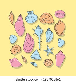 Vector set with sea shells.