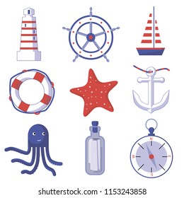 vector set of sea theme objects