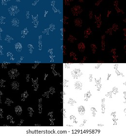 Vector set of seameless patterns of cartoon monsters