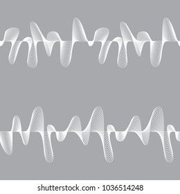Vector set of seamless abstract patterns on grey background.