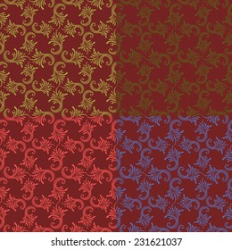 Vector set of seamless backgrounds with vintage floral pattern.
