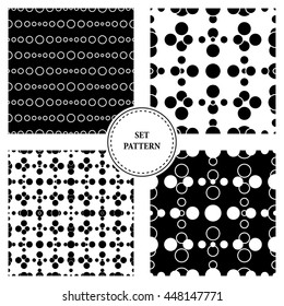 Vector set seamless black pattern. Modern geometric texture. Minimal abstract background. Fashion print. Textile for cloth. Style design. Urban fabric.