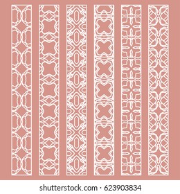 Vector set of seamless borders, line patterns. Isolated design elements for page decoration, headline, banners, wedding invitation cards. Fashion lace collection