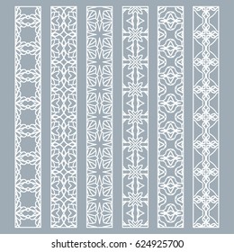 Vector set of seamless borders, line patterns. Isolated design elements for page decoration, headline, banners, wedding invitation cards. Fashion lace collection