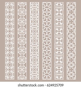 Vector set of seamless borders, line patterns. Isolated design elements for page decoration, headline, banners, wedding invitation cards. Fashion lace collection