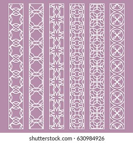 Vector set of seamless borders, line patterns. Isolated design elements for page decoration, headline, banners, wedding invitation cards. Fashion lace collection