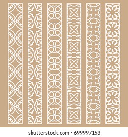 Vector set of seamless borders, line patterns. Isolated design elements for page decoration, headline, banners, wedding invitation cards. Fashion lace collection
