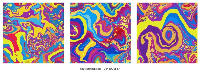 Vector set of vector seamless bright psychedelic patterns.