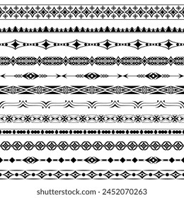 Vector set of seamless brushes. Group of elegant simple border designs for certificates, friezes, headbands, borders, frames, cards, invitations, printing on textiles, paper. Brushes included in file