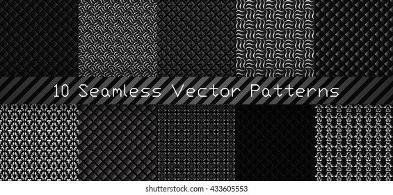 Vector set of seamless carbon and classic vintage textures.