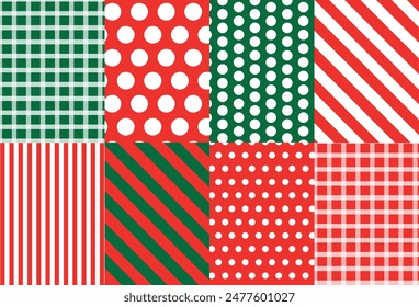 Vector Set of Seamless Christmas and New Year`s patterns. Winter and Christmas elements on a dark background. Wrap for gifts.