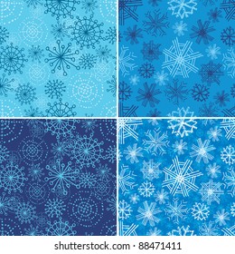 Vector set of seamless Christmas patterns with grunge snowflakes (from my "Christmas collection")