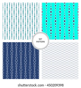Vector set seamless color pattern. Modern geometric texture. Minimal abstract background. Blue fabric. Fashion print. Textile for cloth. Style design.