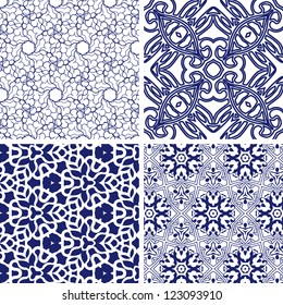 vector set of seamless floral pattern background