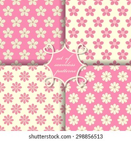  vector set of seamless floral patterns