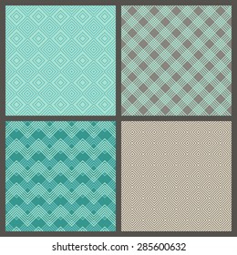 Vector set of seamless geometric patterns. Linear boundless backgrounds for your web page design,  wallpapers, pattern fills, wrapping papers. All patterns are in swatches palette.