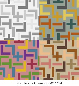 Vector set of seamless geometric patterns with rectangles