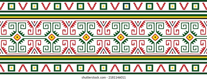 Vector set of seamless Indian patterns. National seamless ornaments, borders, frames. colored decorations of the peoples of South America, Maya, Inca, Aztecs. Print for fabric, paper, textile