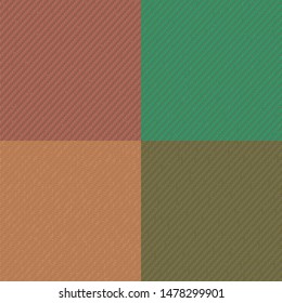 Vector set of seamless jeans textures. Realistic threads without auto-tracing. Popular additional colors. Brown, green, nut and khaki fabric samples. Fine patterns with a sharp woven structure