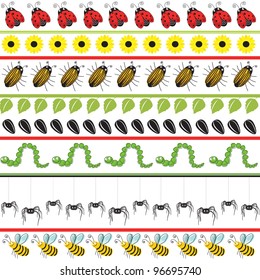Vector set of seamless pattern for children covering the subject of insects