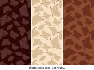 Vector set of seamless pattern for chocolate and cocoa packaging.