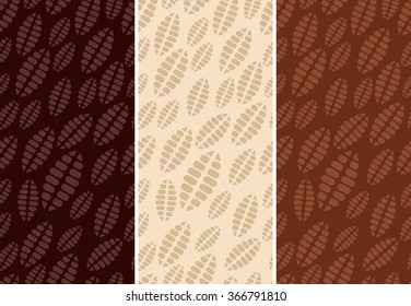 Vector set of seamless pattern for chocolate and cocoa packaging.