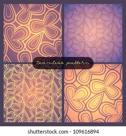 Vector set of seamless pattern. Modern floral texture. Endless abstract background