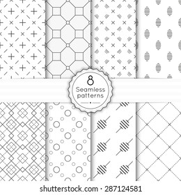 Vector set seamless pattern with vintage old banner and ribbon. Repeating geometric shapes.
