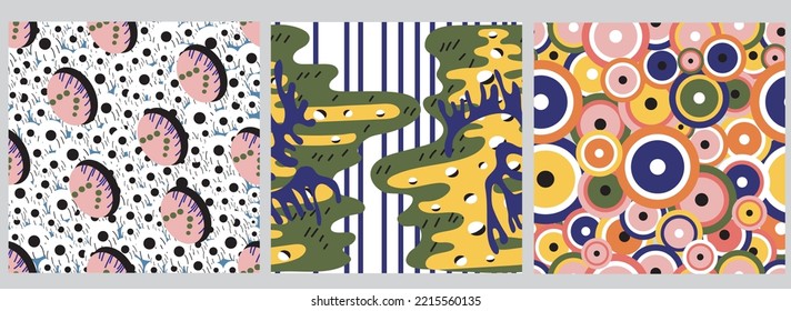 Vector set. Seamless pattern.Hand and drawn texture. Abstract contemporary modern trendy vector illustration. All elemet is isolated.