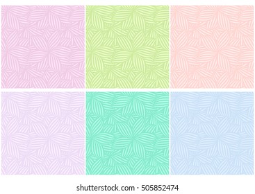 Vector set of seamless patterns of abstract striped flowers in different colors. May be used for ceramic tiles, wallpaper or  fabric swatch. Eps10.