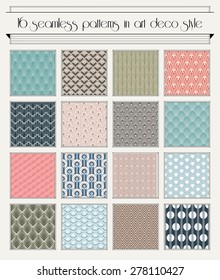 Vector set of seamless patterns in art deco vintage style