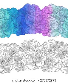 Vector set of seamless patterns.  Beautiful design elements. Floral illustration.