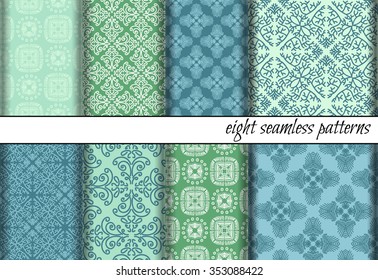 Vector set of seamless patterns. Can be used for textile design, backgrounds, textures, invitations, greeting cards or other.