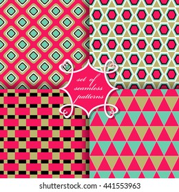 vector set of seamless patterns of geometric shapes