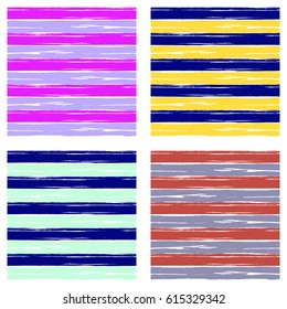Vector set of seamless patterns with hand drawn horizontal stripes. cCreative artistic lined background, template for web background, prints, wallpaper, surface, wrapping, repeat elements for design.