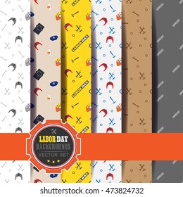 Vector set of seamless patterns of Labor Day.