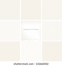 Vector set of seamless patterns. Neutral abstract backgrounds. Texture of fabric