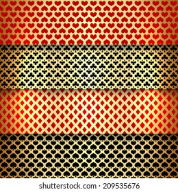 Vector set of seamless patterns with playing cards suits