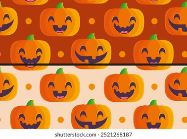 Vetor definir padrões sem emenda de abóbora para Halloween em estilo kawaii. Padrão de bombom bonito no estilo mangá.