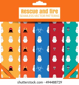 Vector set of seamless patterns of Rescue and biohazard in the package.