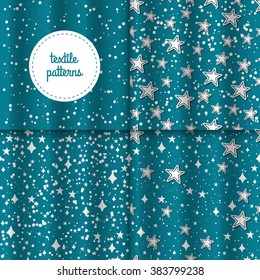Vector set of for seamless patterns is space style. Best for textile, and different party designs. 