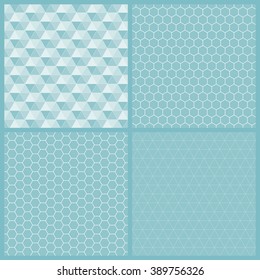 Vector set of seamless patterns.Hexagonal grid design.