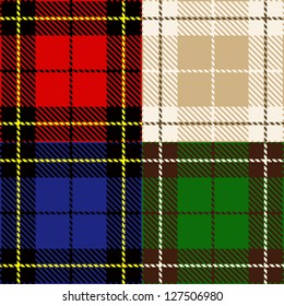 vector set of seamless plaid fabric