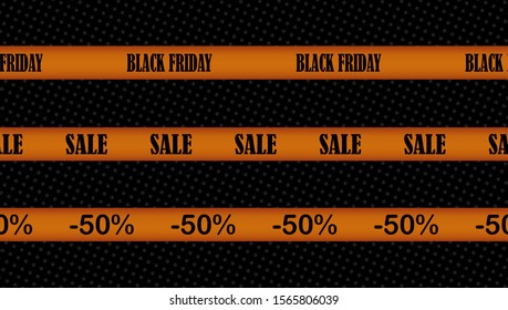 Vector set of seamless ribbons for Black Friday design 