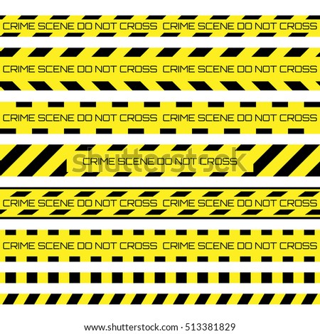 Vector set of seamless tapes, police line do not cross. For restriction and dangerous zones.