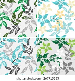 Vector Set Seamples Floral Flowers Pattern Texture 