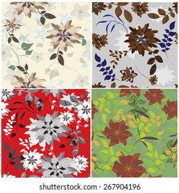 Vector Set Seamples Pattern Floral Flower 
